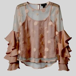 Gracia Chic Ruffle Sleeve Women's Blouse in Soft Coral